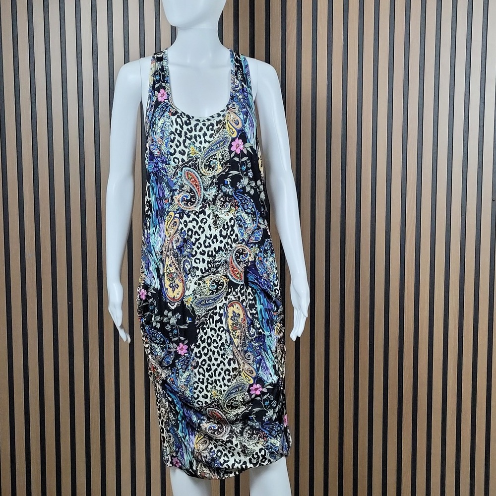 Venus Tank Dress Mixed Paisley Leopard Floral Print Multi Color XL